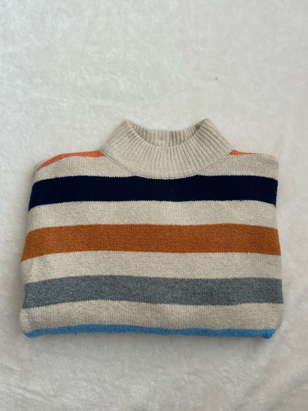 St. John's‎ Bay Cream Striped Turtleneck  Mock neck Sweater